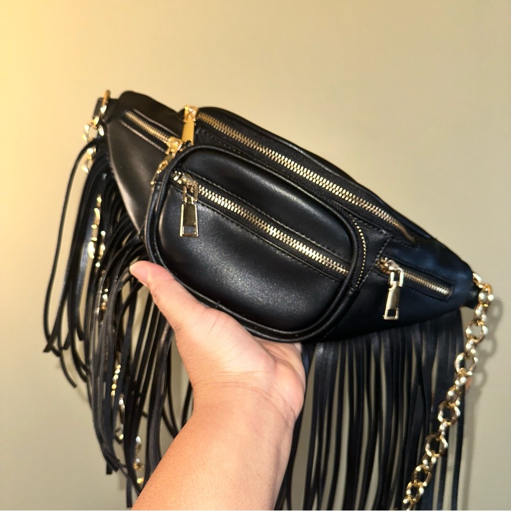 Black Fringe Fanny Pack